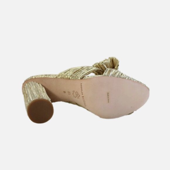 $395 Loeffler Randall Emilia Penny slides mules Gold pleated knot bow 5.5 - Picture 7 of 8